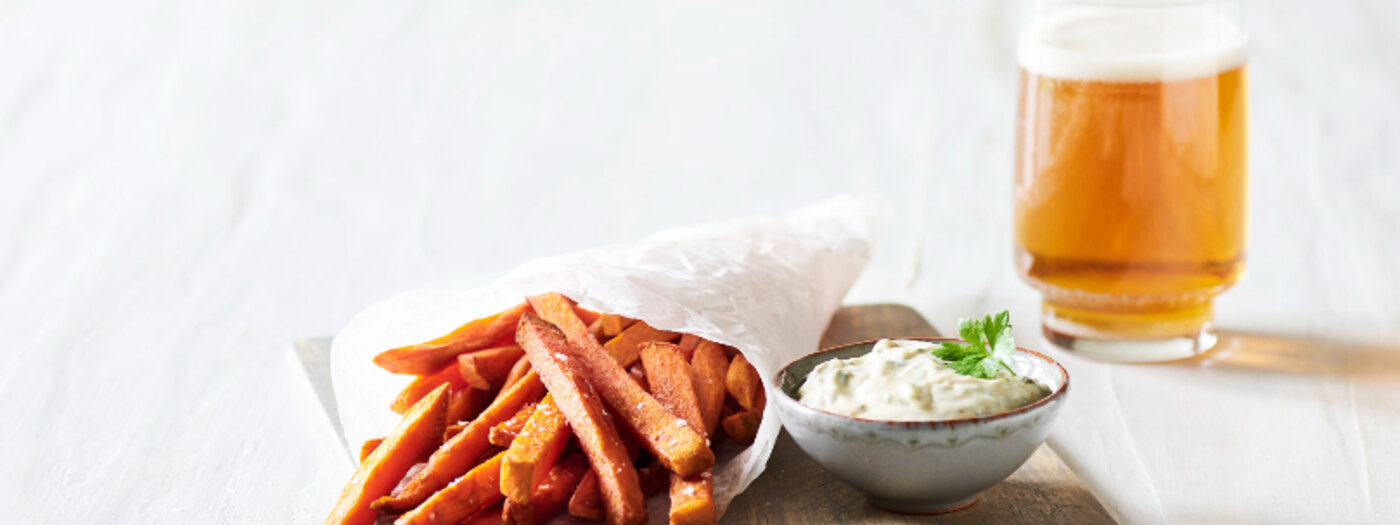 Image of Sweet potato fries with tartare sauce recipe made with Ardo products