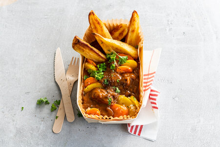 Turkey stew with honey glazed parsnips and carrots chef’s cut 