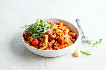 Ardo Rigatoni with pomodorino and verdura