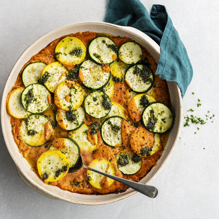 Courgette duo with mascarpone and Italian herbs