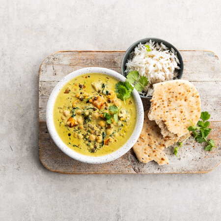 Vegan Indian dhal with basmati rice and yoghurt