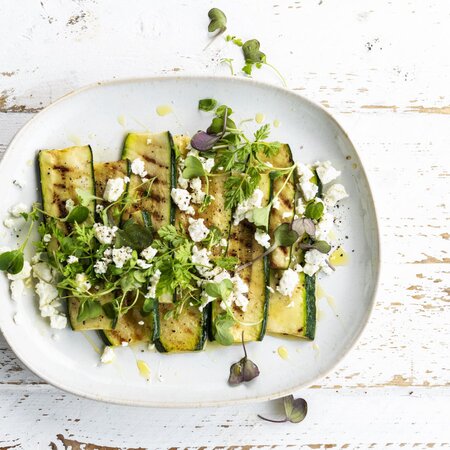 grilled courgette with feta